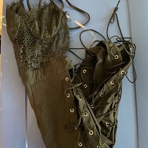 Womens bralette lace up pants jumpsuit